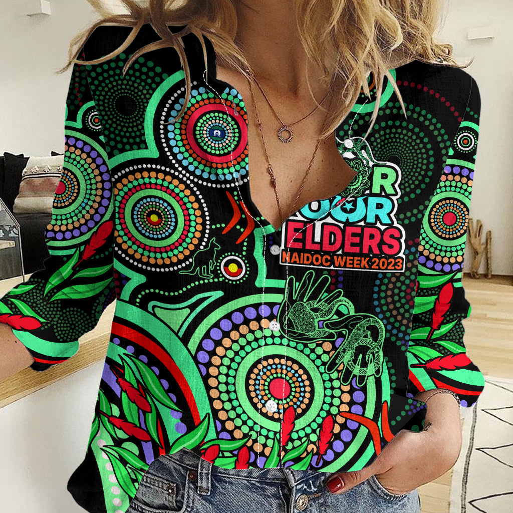 NAIDOC Week 2023 Women Casual Shirt Indigenous Tribal Ver.02 - Green LT9