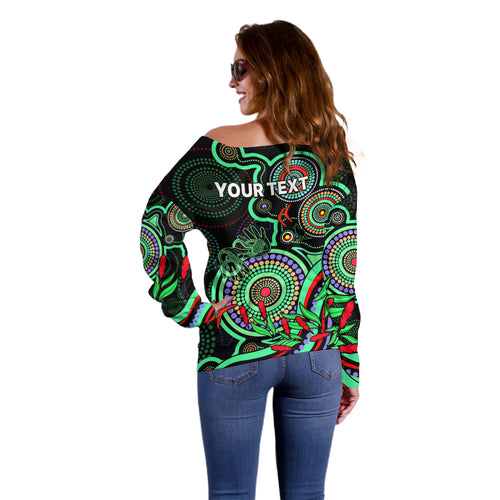 custom-naidoc-week-2023-off-shoulder-sweater-indigenous-tribal-ver02-green