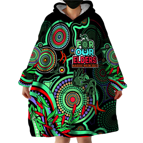 custom-naidoc-week-2023-wearable-blanket-hoodie-indigenous-tribal-ver02-green