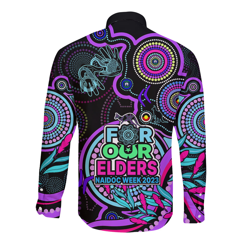naidoc-week-2023-long-sleeve-button-shirt-indigenous-tribal-ver02-purple