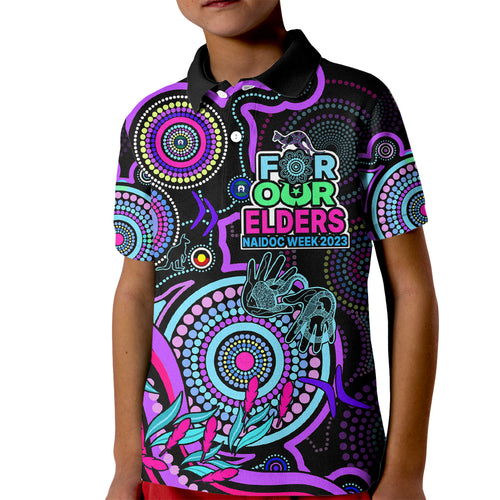 custom-naidoc-week-2023-kid-polo-shirt-indigenous-tribal-ver02-purple