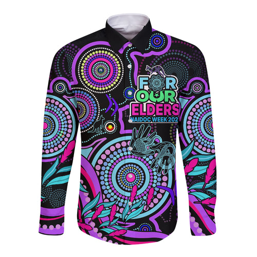 custom-naidoc-week-2023-long-sleeve-button-shirt-indigenous-tribal-ver02-purple