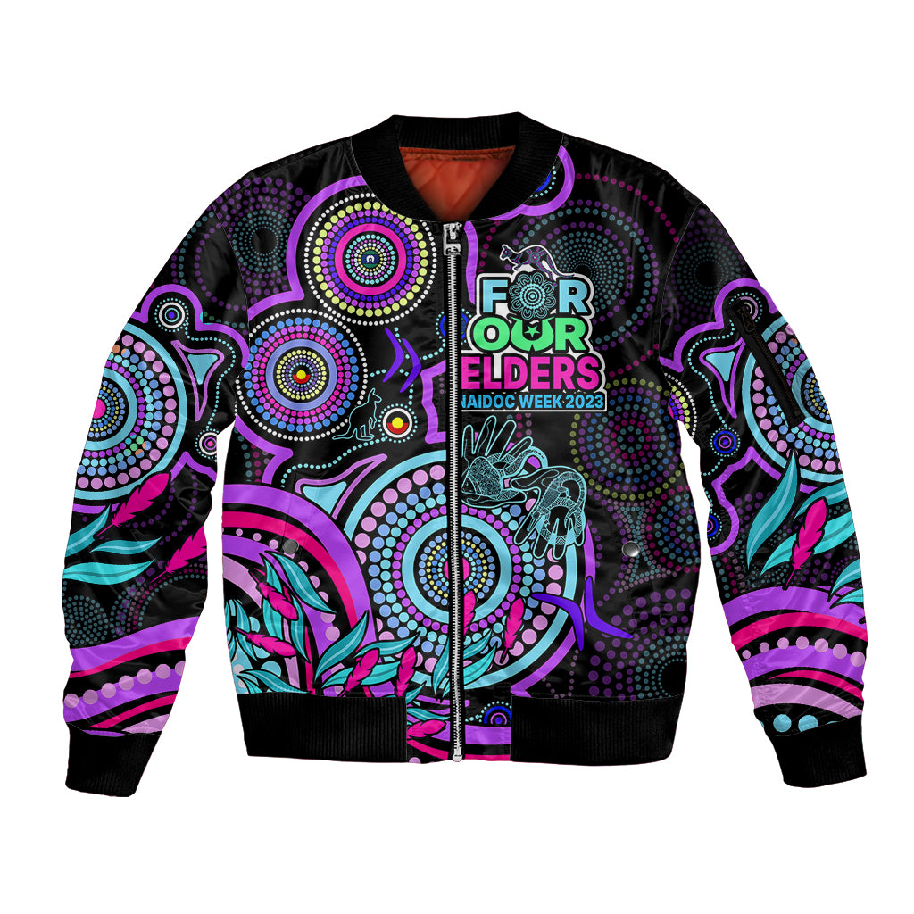 custom-naidoc-week-2023-sleeve-zip-bomber-jacket-indigenous-tribal-ver02-purple