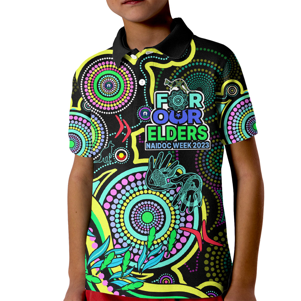 naidoc-week-2023-kid-polo-shirt-indigenous-tribal-ver02-yellow