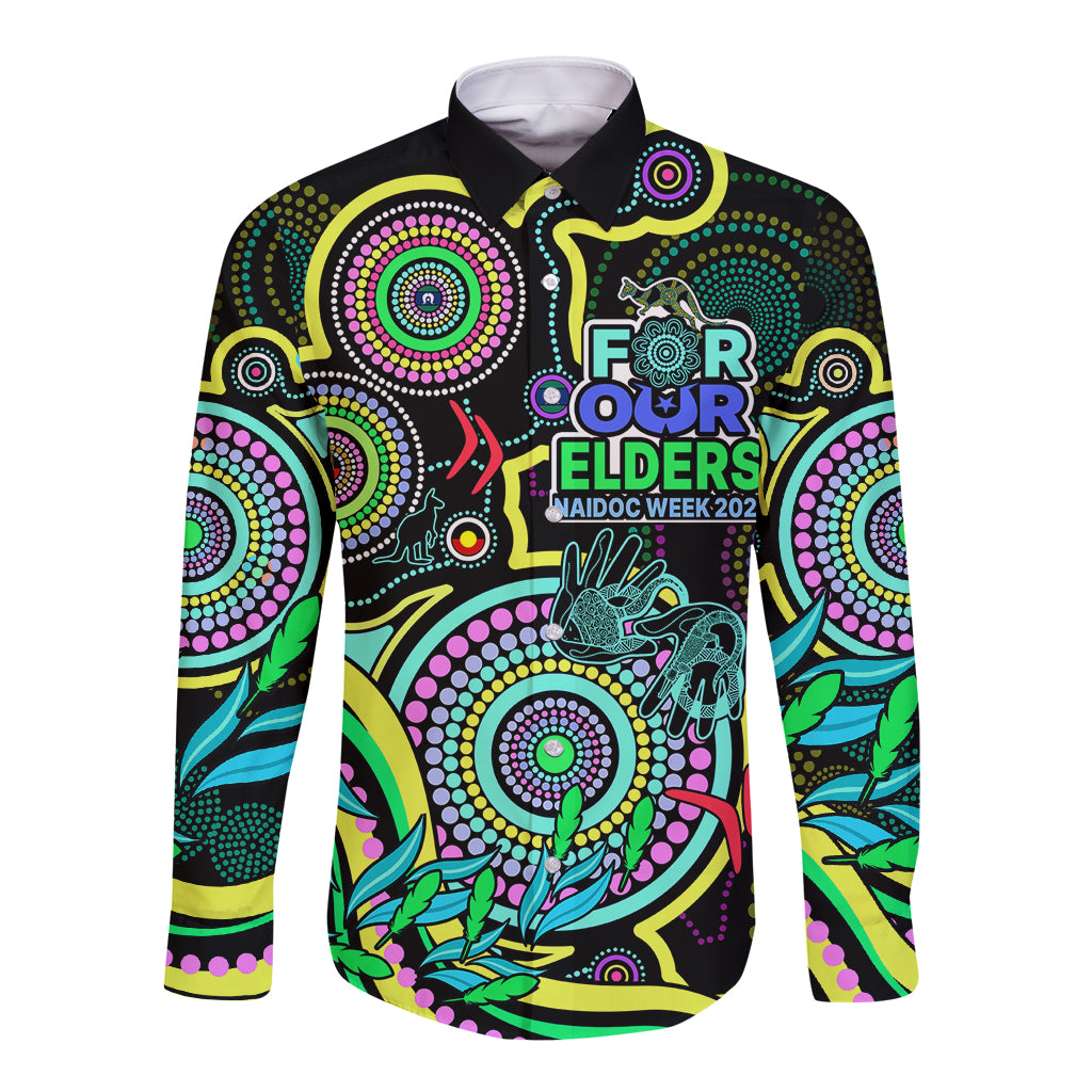 custom-naidoc-week-2023-long-sleeve-button-shirt-indigenous-tribal-ver02-yellow