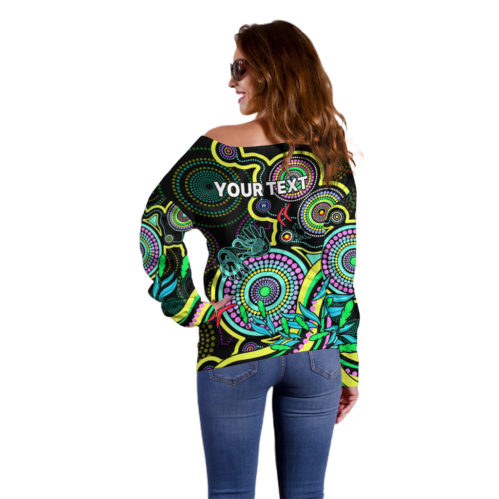 custom-naidoc-week-2023-off-shoulder-sweater-indigenous-tribal-ver02-yellow