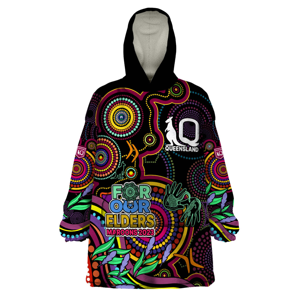 naidoc-2023-maroon-rugby-wearable-blanket-hoodie-queensland-indigenous-tribal
