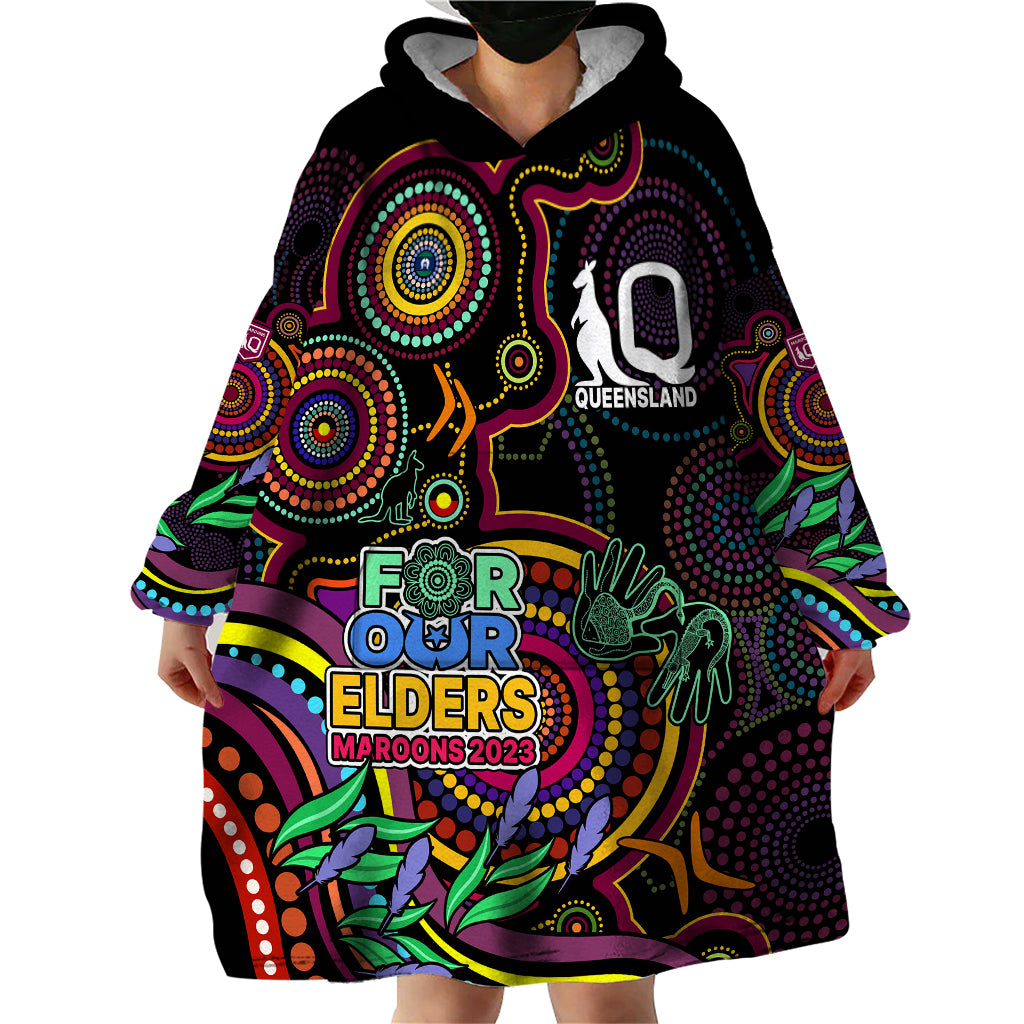 naidoc-2023-maroon-rugby-wearable-blanket-hoodie-queensland-indigenous-tribal