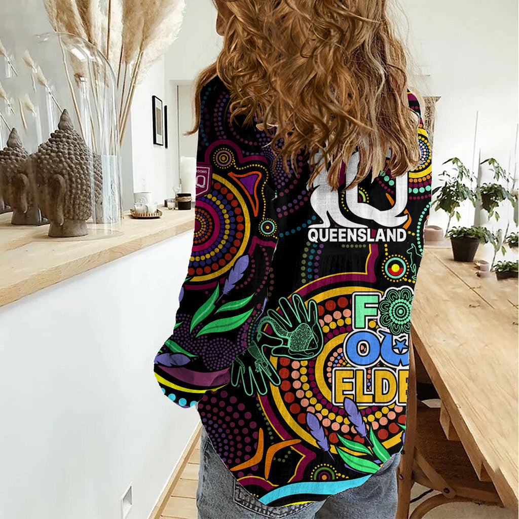 NAIDOC 2023 Maroon Rugby Women Casual Shirt Queensland Indigenous Tribal LT9