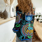 NAIDOC 2023 NSW Blues Rugby Women Casual Shirt New South Wales Indigenous Tribal LT9
