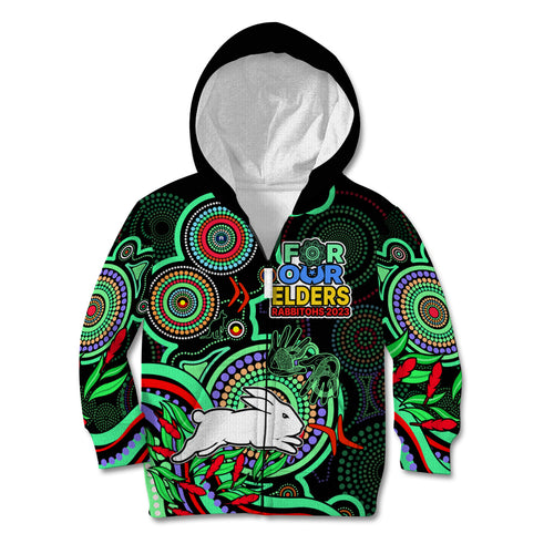 naidoc-2023-rabbitohs-rugby-kid-hoodie-the-bunnies-indigenous-tribal