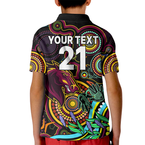 custom-text-and-number-naidoc-2023-broncos-rugby-kid-polo-shirt-brisbane-indigenous-tribal