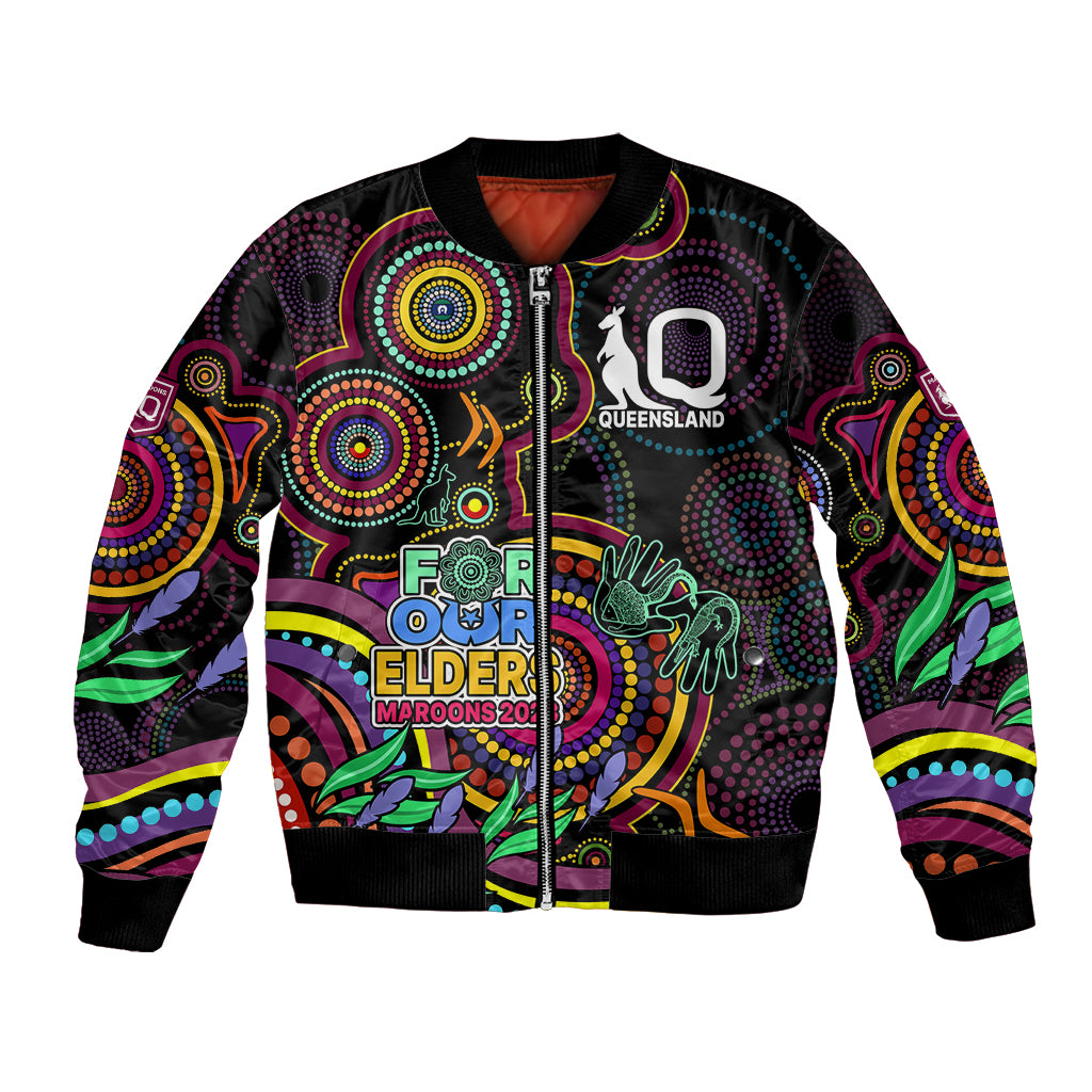 custom-text-and-number-naidoc-2023-maroon-rugby-bomber-jacket-queensland-indigenous-tribal