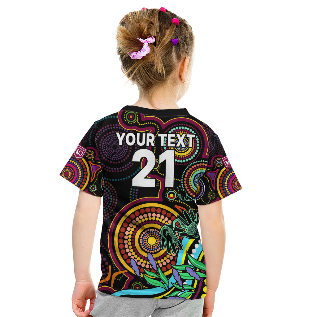 custom-text-and-number-naidoc-2023-maroon-rugby-kid-t-shirt-queensland-indigenous-tribal