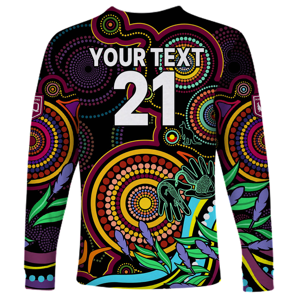 custom-text-and-number-naidoc-2023-maroon-rugby-long-sleeve-shirt-queensland-indigenous-tribal