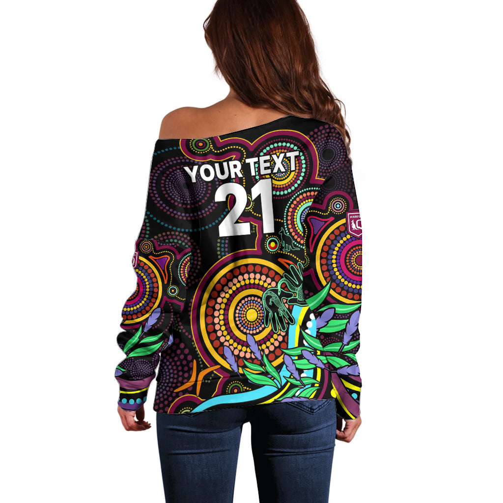 custom-text-and-number-naidoc-2023-maroon-rugby-off-shoulder-sweater-queensland-indigenous-tribal