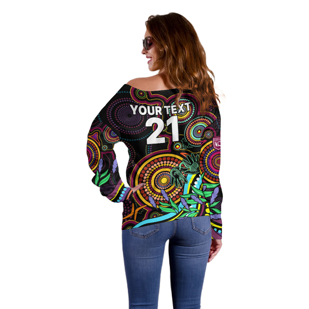 custom-text-and-number-naidoc-2023-maroon-rugby-off-shoulder-sweater-queensland-indigenous-tribal