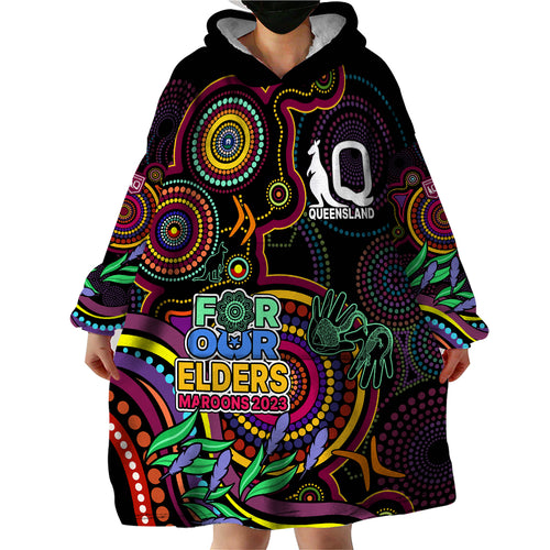 custom-text-and-number-naidoc-2023-maroon-rugby-wearable-blanket-hoodie-queensland-indigenous-tribal