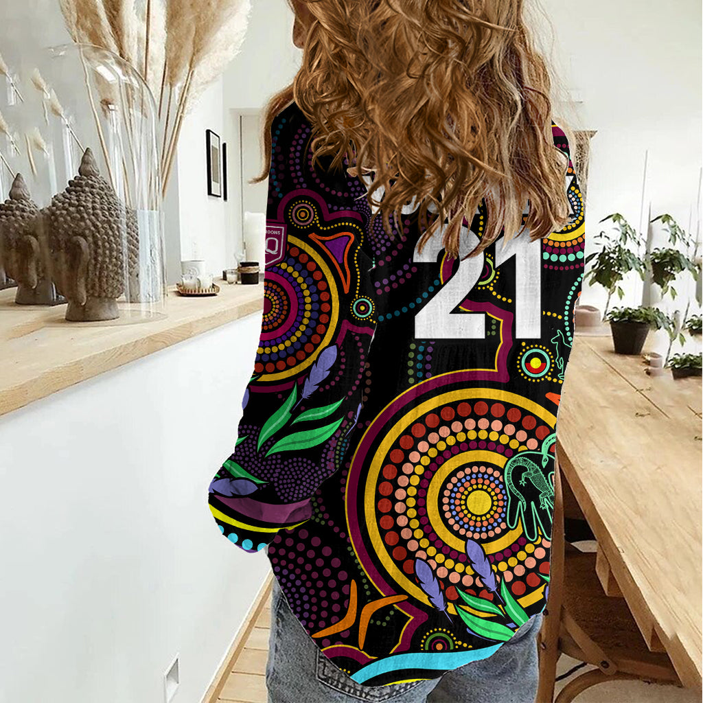 (Custom Text And Number) NAIDOC 2023 Maroon Rugby Women Casual Shirt Queensland Indigenous Tribal LT9