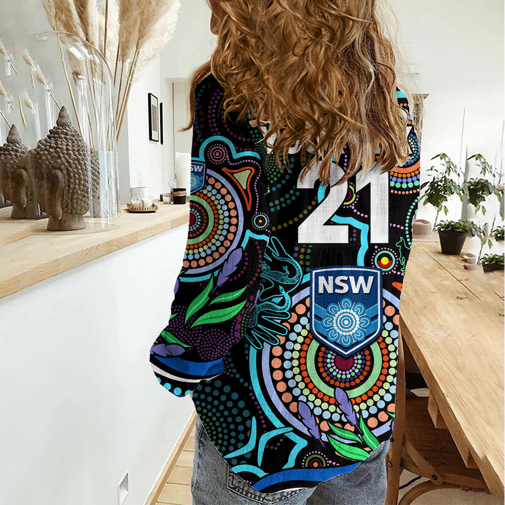 (Custom Text And Number) NAIDOC 2023 NSW Blues Rugby Women Casual Shirt New South Wales Indigenous Tribal LT9