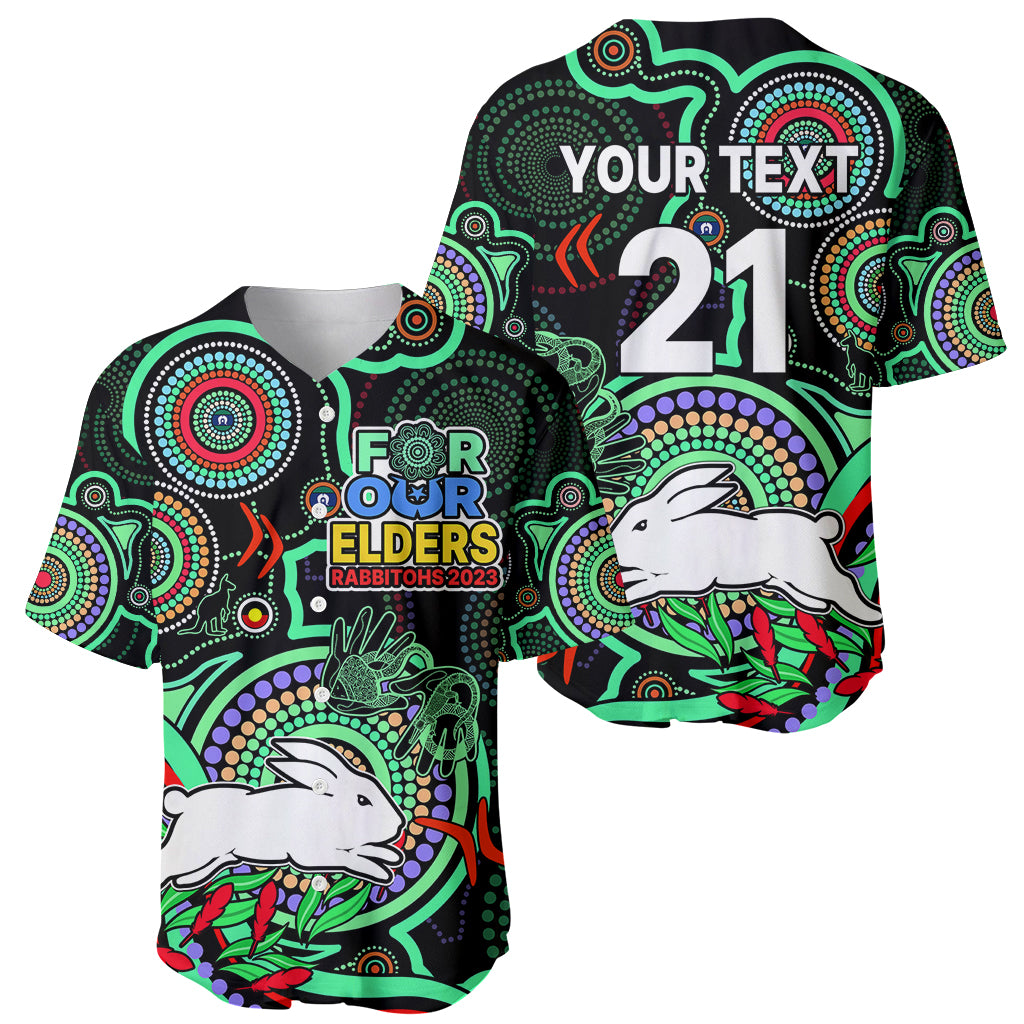 custom-text-and-number-naidoc-2023-rabbitohs-rugby-baseball-jersey-the-bunnies-indigenous-tribal