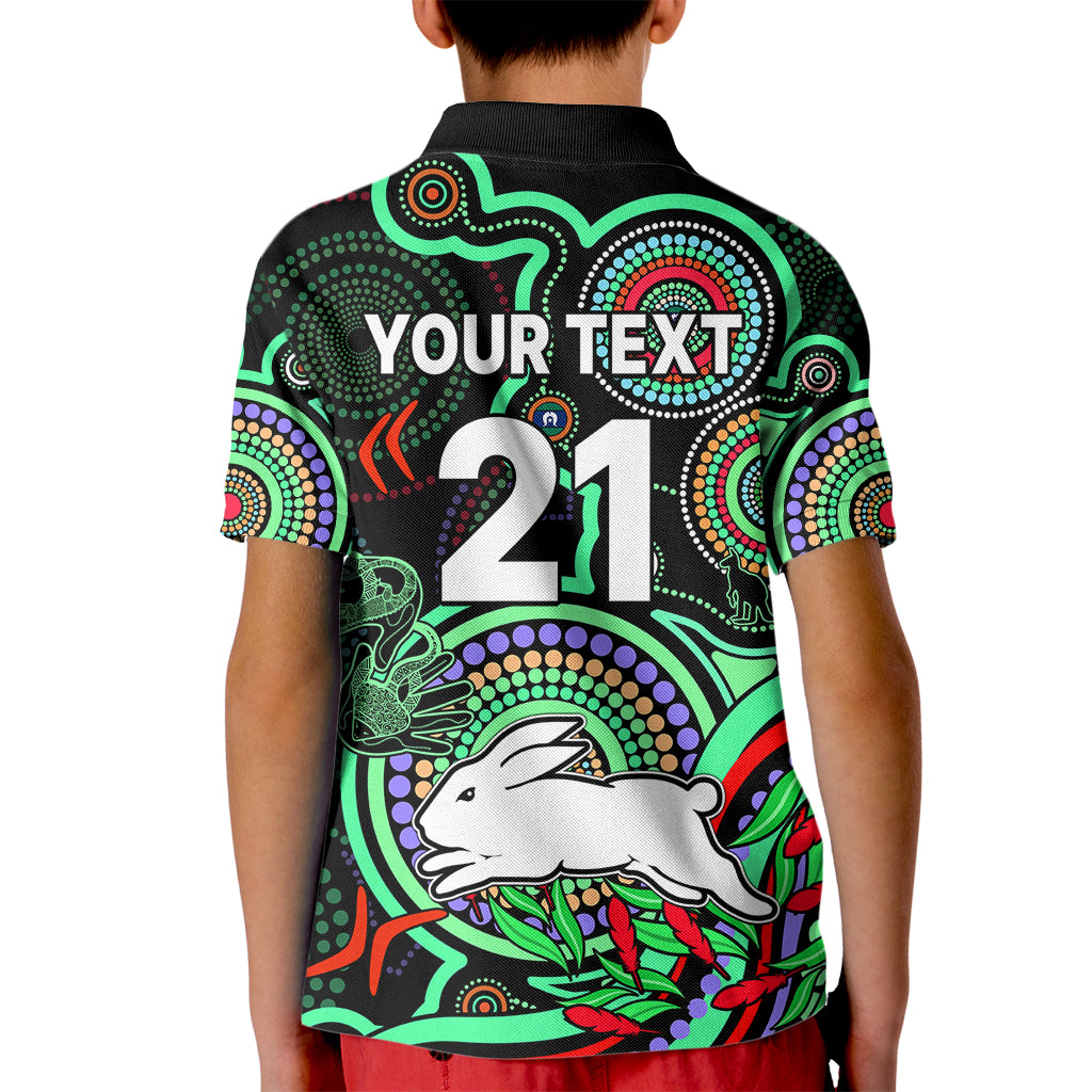custom-text-and-number-naidoc-2023-rabbitohs-rugby-kid-polo-shirt-the-bunnies-indigenous-tribal