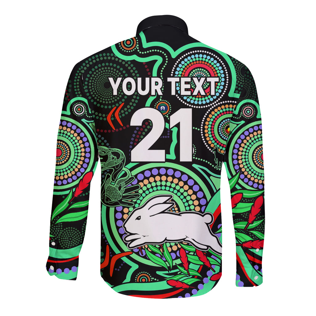 custom-text-and-number-naidoc-2023-rabbitohs-rugby-long-sleeve-button-shirt-the-bunnies-indigenous-tribal
