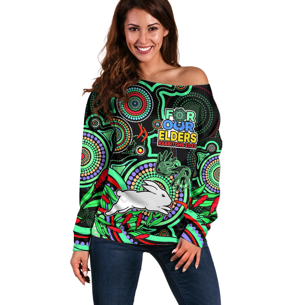 custom-text-and-number-naidoc-2023-rabbitohs-rugby-off-shoulder-sweater-the-bunnies-indigenous-tribal