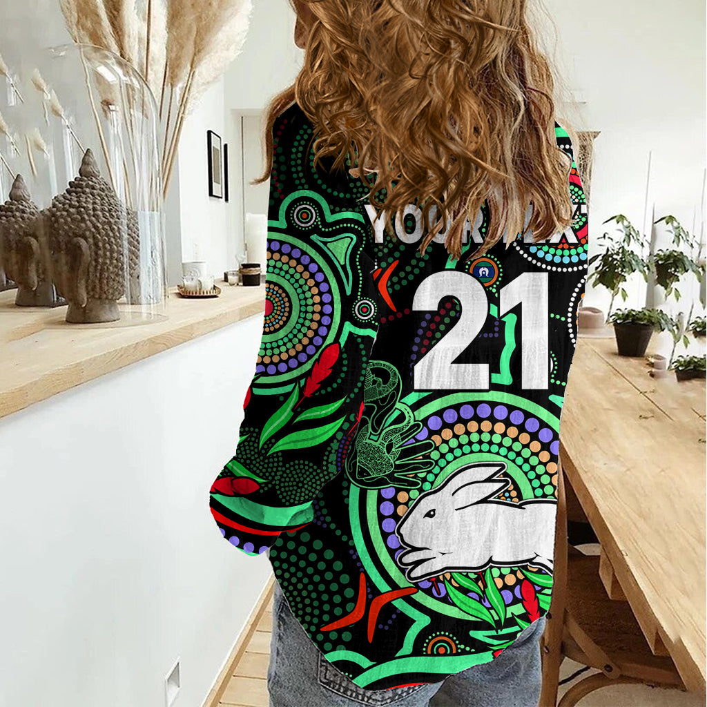 (Custom Text And Number) NAIDOC 2023 Rabbitohs Rugby Women Casual Shirt The Bunnies Indigenous Tribal LT9