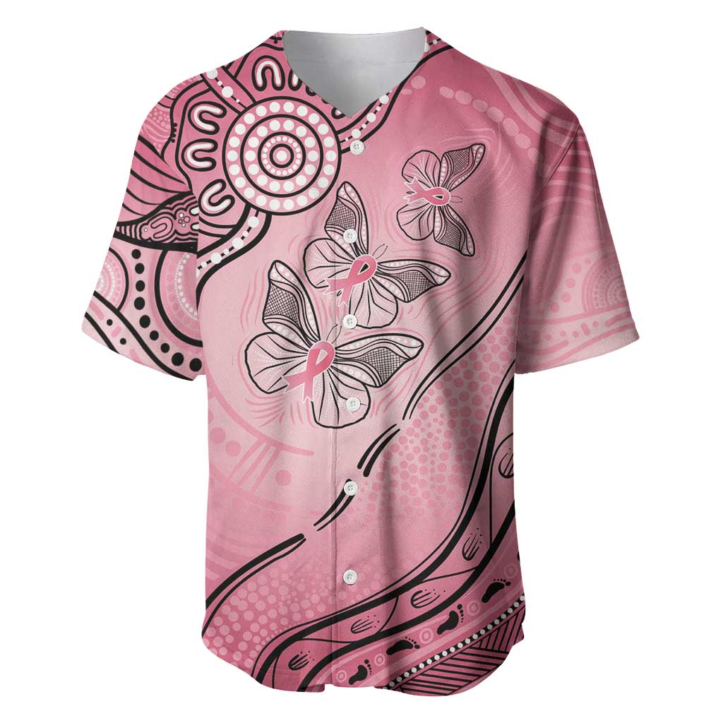 Pink Aboriginal Butterfly Ribbon Cancer Baseball Jersey