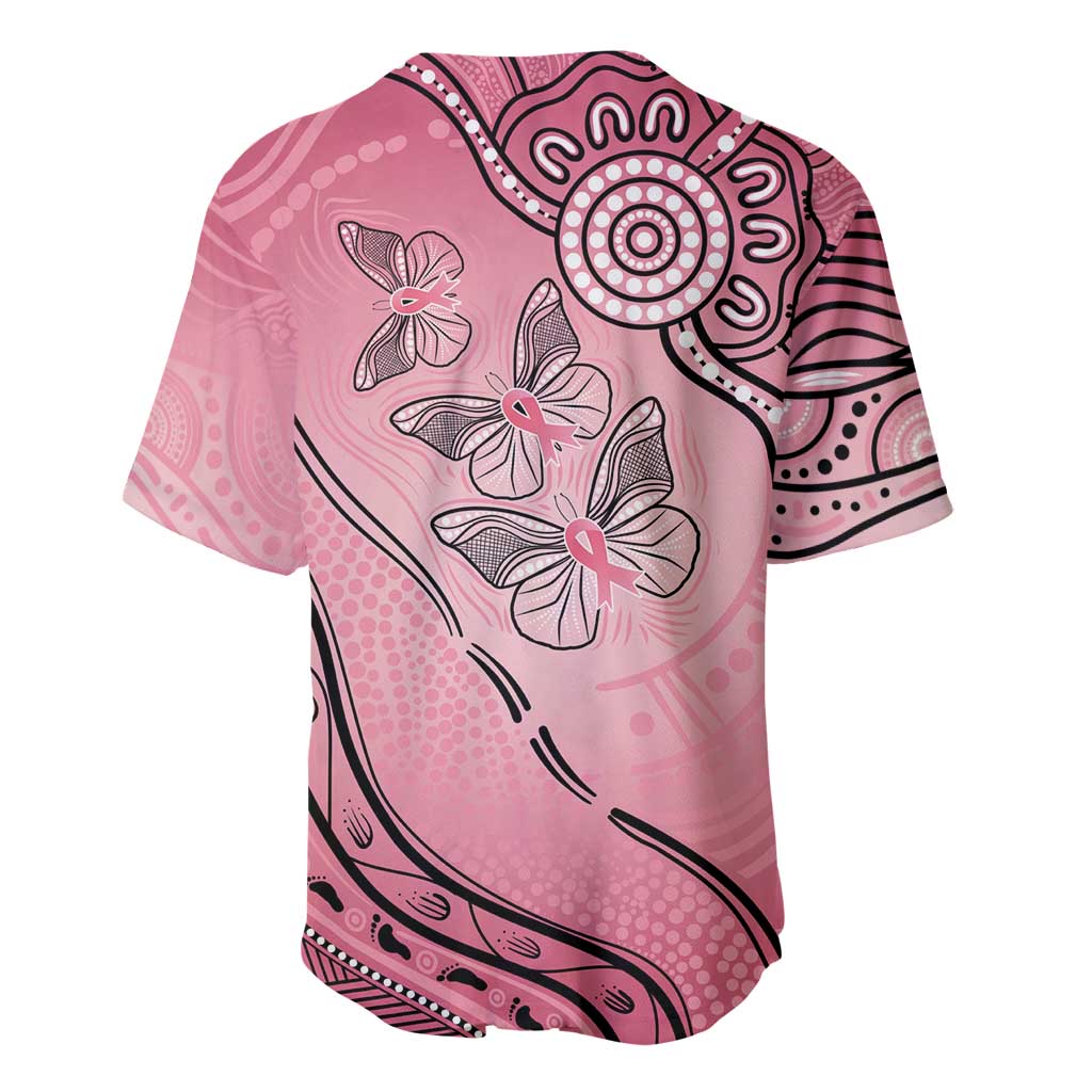 Pink Aboriginal Butterfly Ribbon Cancer Baseball Jersey