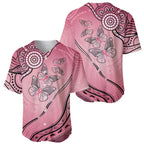 Pink Aboriginal Butterfly Ribbon Cancer Baseball Jersey