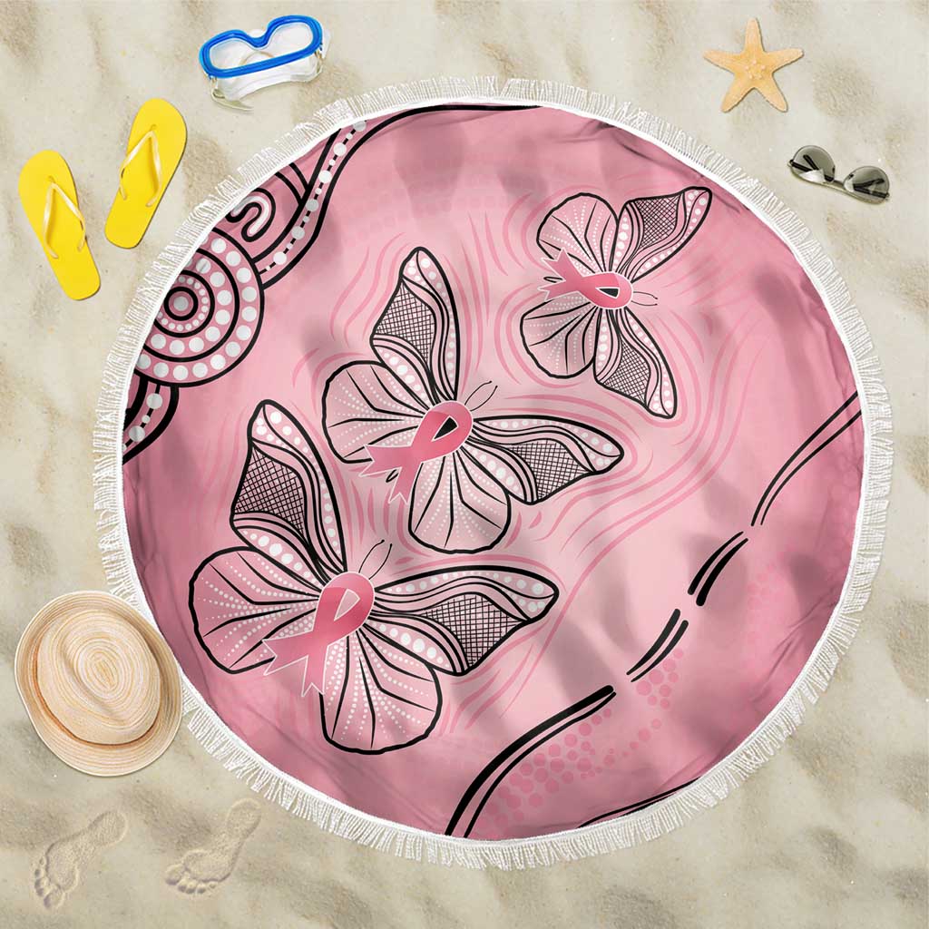 Pink Aboriginal Butterfly Ribbon Cancer Beach Blanket
