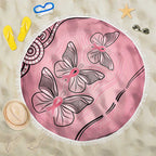 Pink Aboriginal Butterfly Ribbon Cancer Beach Blanket