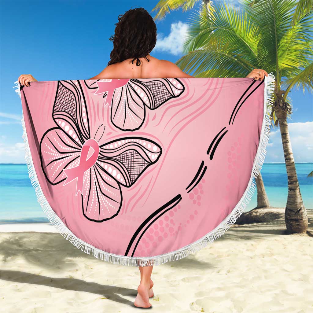 Pink Aboriginal Butterfly Ribbon Cancer Beach Blanket