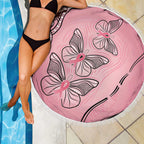 Pink Aboriginal Butterfly Ribbon Cancer Beach Blanket