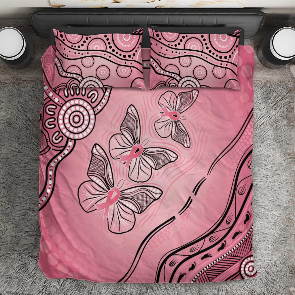 Pink Aboriginal Butterfly Ribbon Cancer Bedding Set