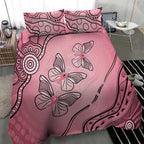 Pink Aboriginal Butterfly Ribbon Cancer Bedding Set