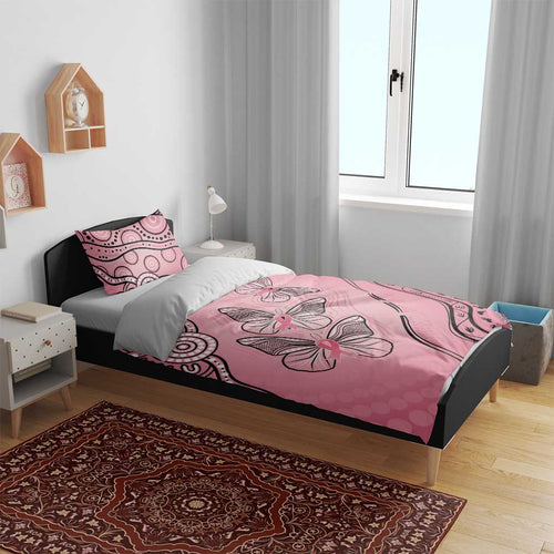 Pink Aboriginal Butterfly Ribbon Cancer Bedding Set