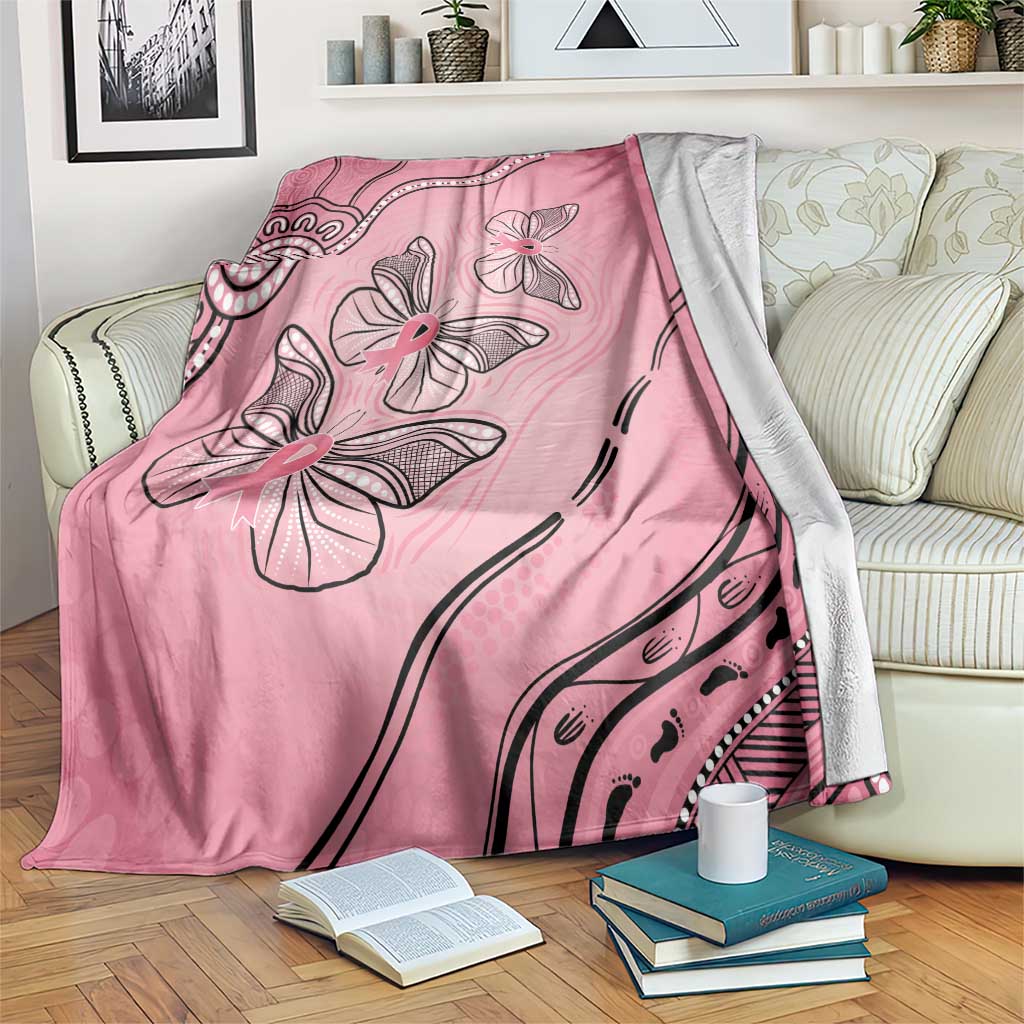 Pink Aboriginal Butterfly Ribbon Cancer Blanket