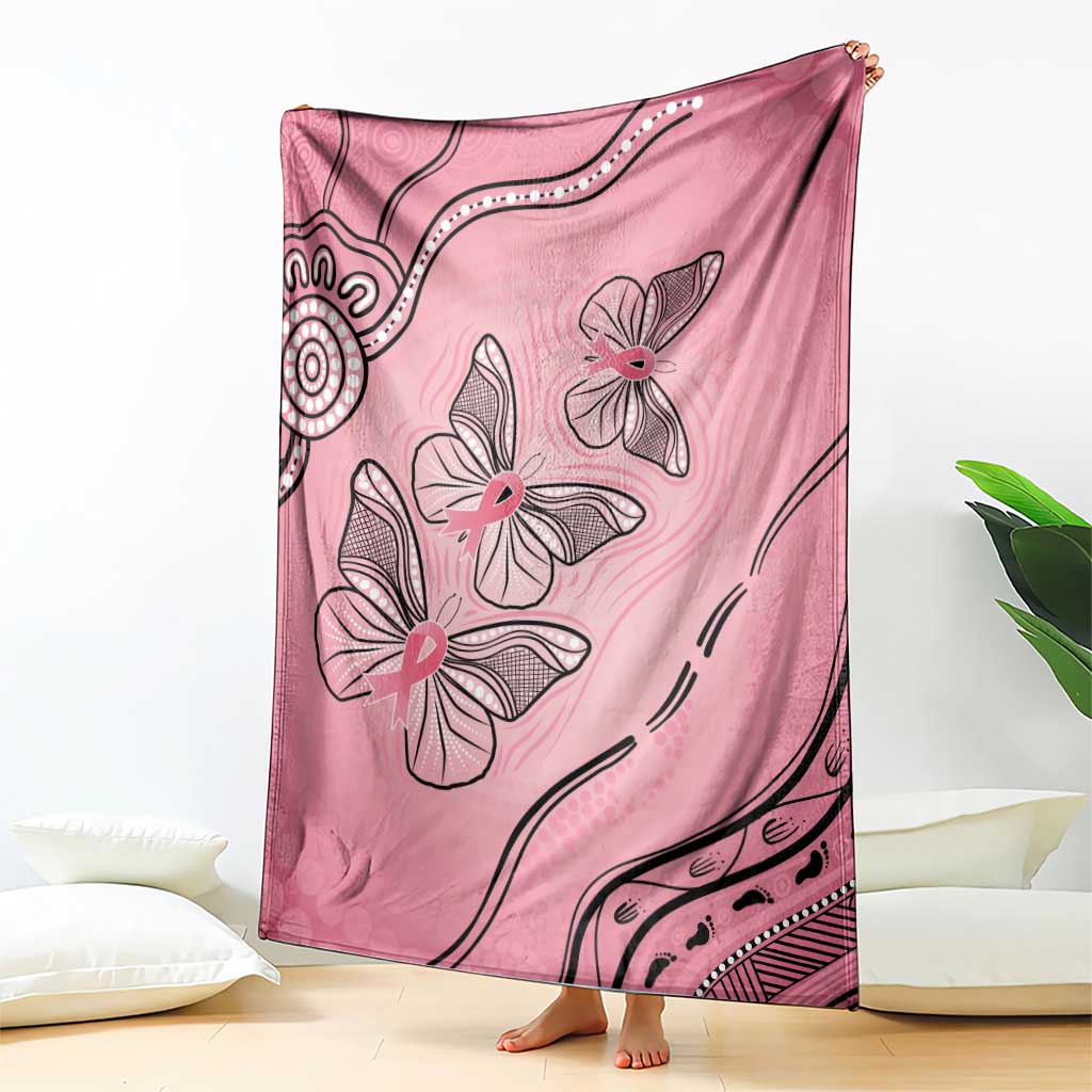 Pink Aboriginal Butterfly Ribbon Cancer Blanket