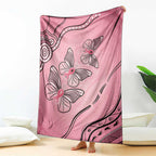 Pink Aboriginal Butterfly Ribbon Cancer Blanket