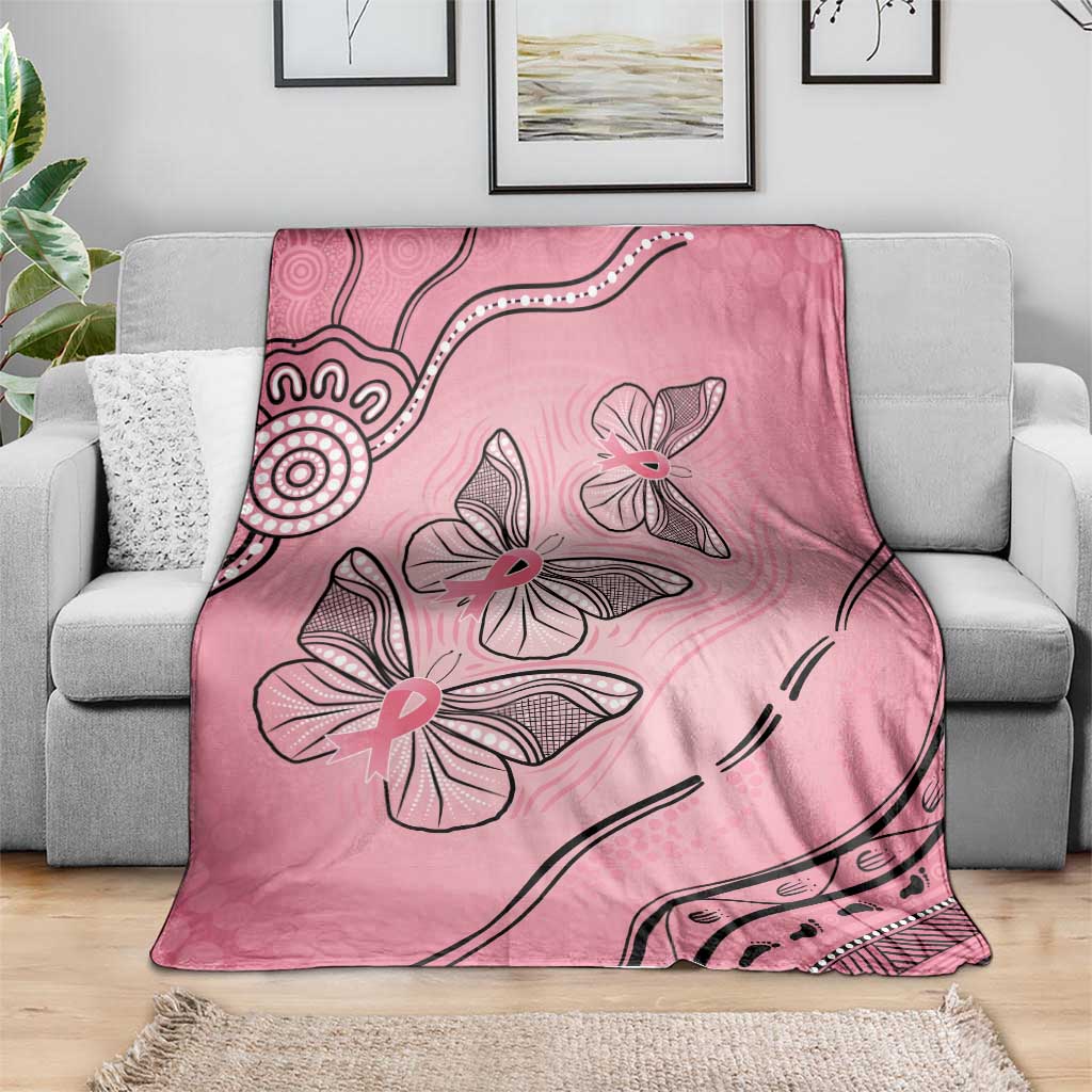Pink Aboriginal Butterfly Ribbon Cancer Blanket
