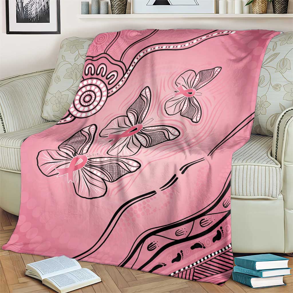 Pink Aboriginal Butterfly Ribbon Cancer Blanket