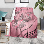 Pink Aboriginal Butterfly Ribbon Cancer Blanket