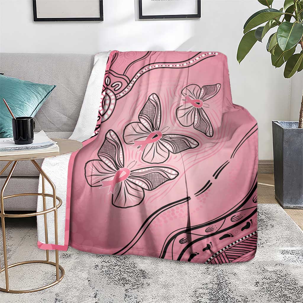 Pink Aboriginal Butterfly Ribbon Cancer Blanket