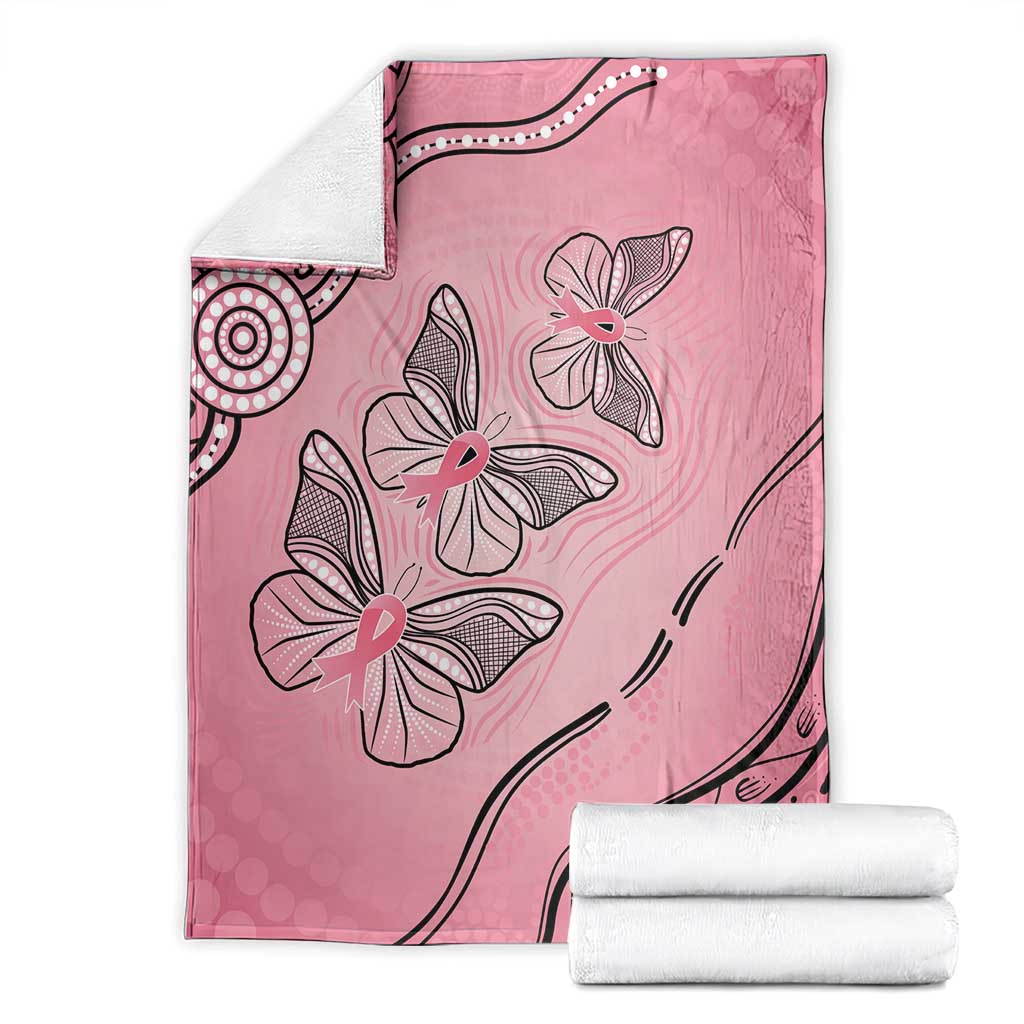 Pink Aboriginal Butterfly Ribbon Cancer Blanket