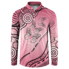 Pink Aboriginal Butterfly Ribbon Cancer Button Sweatshirt