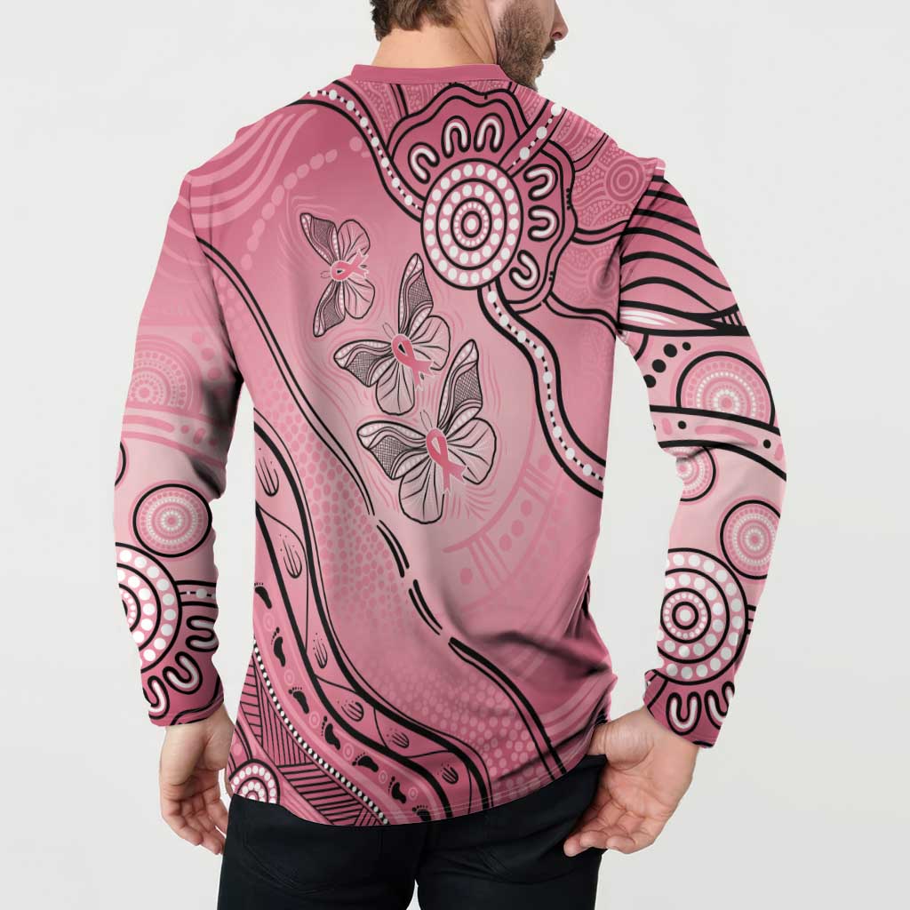 Pink Aboriginal Butterfly Ribbon Cancer Button Sweatshirt