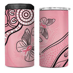 Pink Aboriginal Butterfly Ribbon Cancer 4 in 1 Can Cooler Tumbler